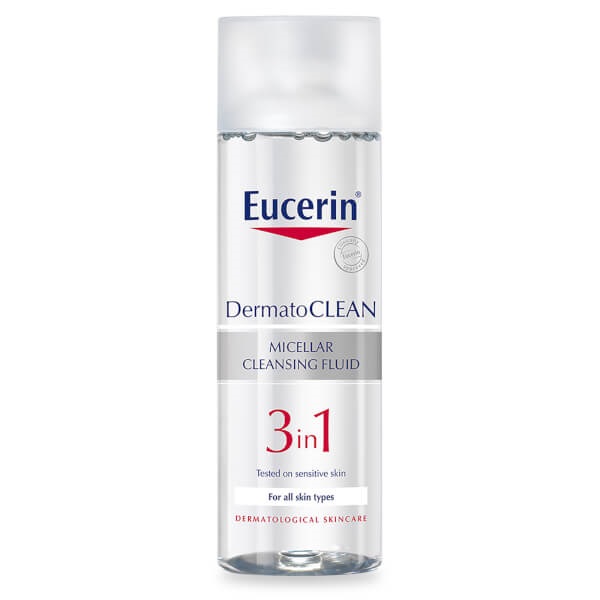 Nước tẩy trang Eucerin DermatoClean Micellar Cleansing Fluid 3 trong 1 dành cho nhạy cảm, chống lão hóa.