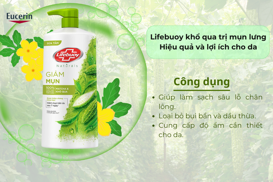 lifebuoy khổ qua trị mụn lưng